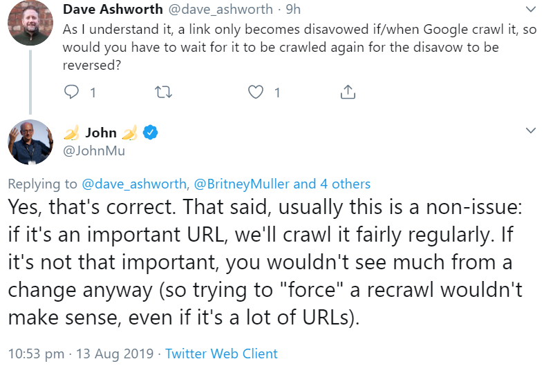 Google: wichtige URLs in Disavow-Datei werden schneller verarbeitet