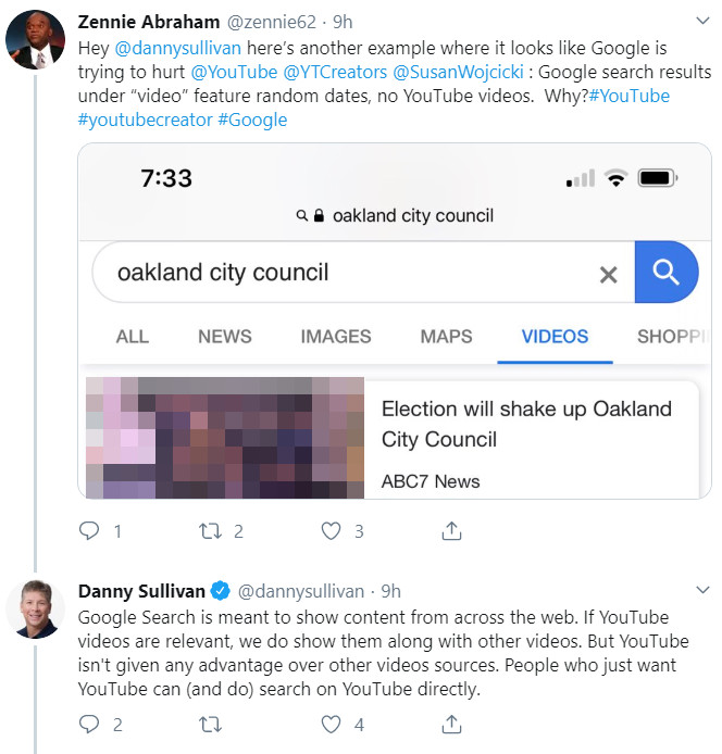 Google: keine Bevorzugung von YouTube-Videos