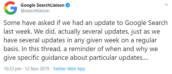 Google: 'Wir führen mehrere Updates pro Woche durch.'