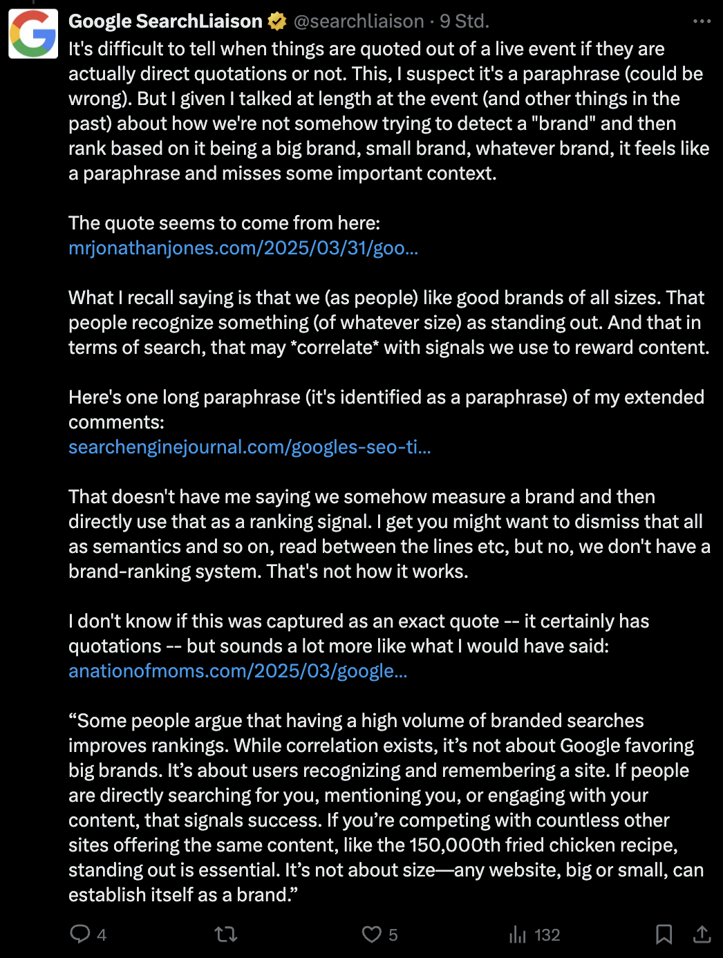 Google: 'Wir haben kein Brand Ranking System'