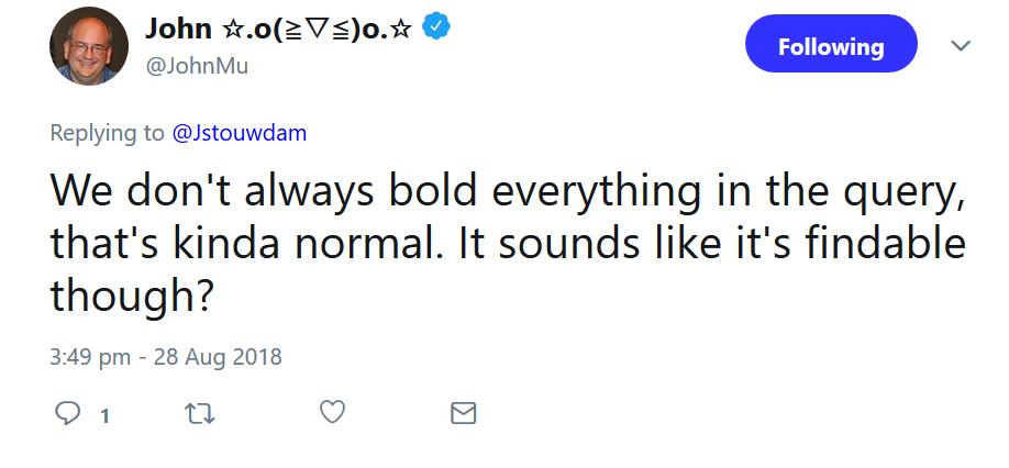 Google: Wir heben Keywords in Snippets nicht immer hervor