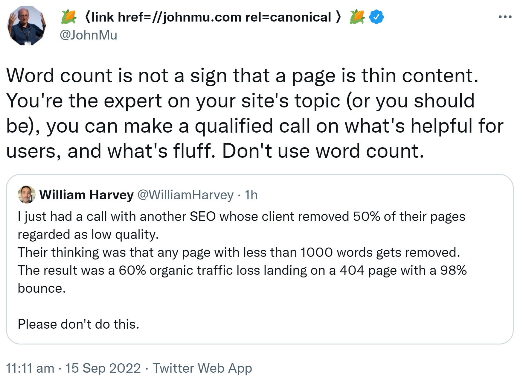 Google: Wortanzahl ist kein Zeichen für Thin Content