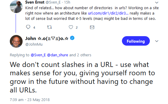 Google: Zahl der Ebenen in URLs spielt keine Rolle