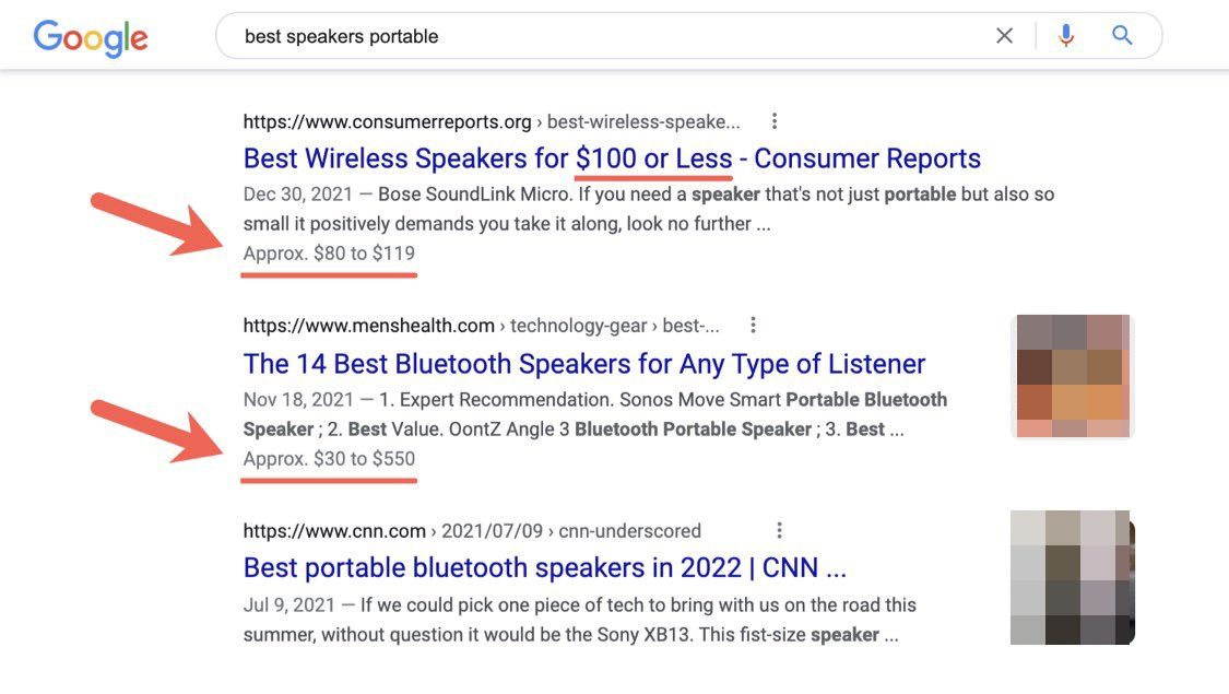 Google zeigt Preisspanne von Produkten auf Suchergebnisseiten an