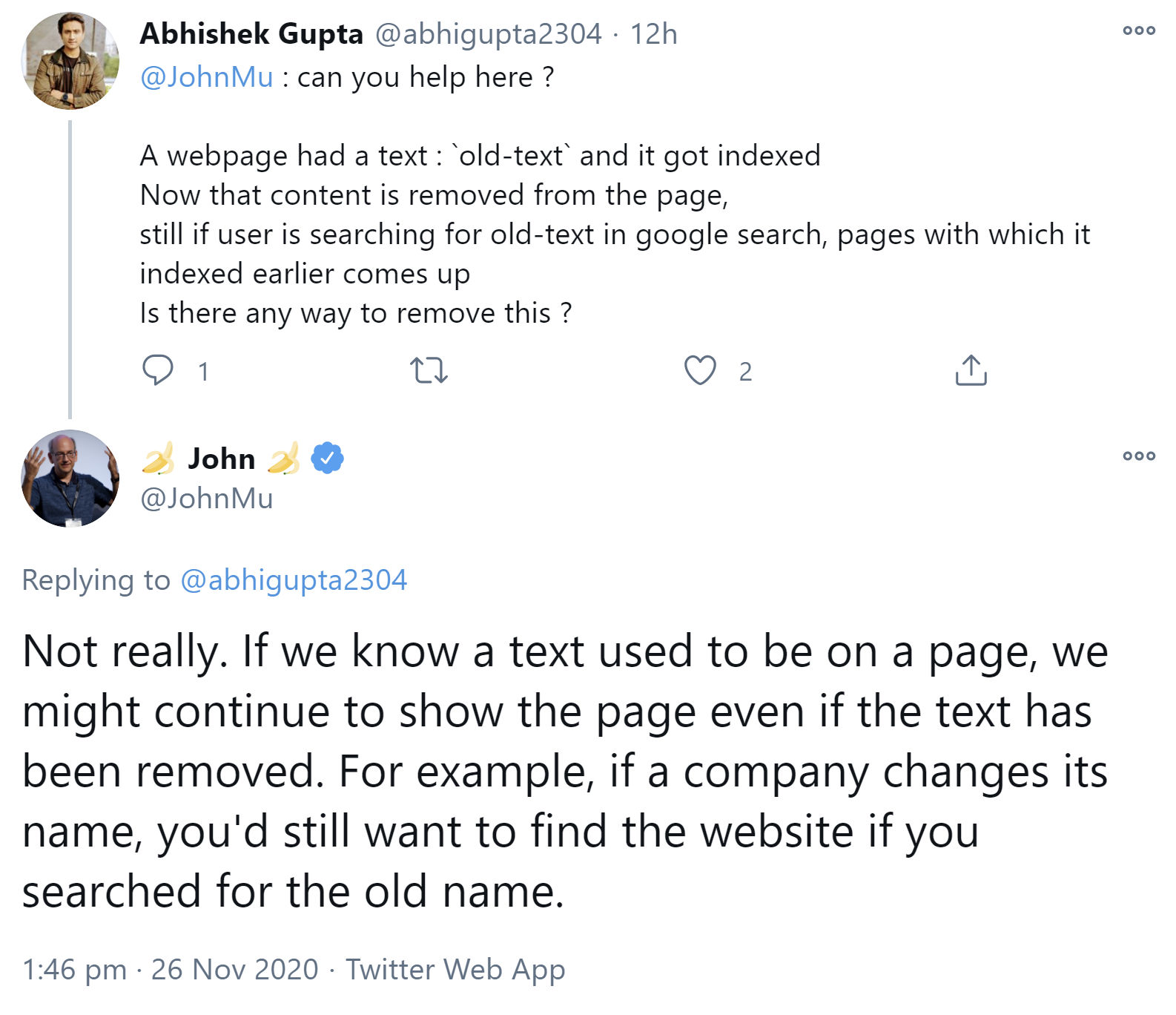 Google rankt Seiten für auch bereits entfernte Inhalte