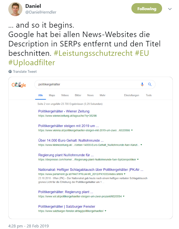 Google: Ergebnisse ohne Dscription im Snippet