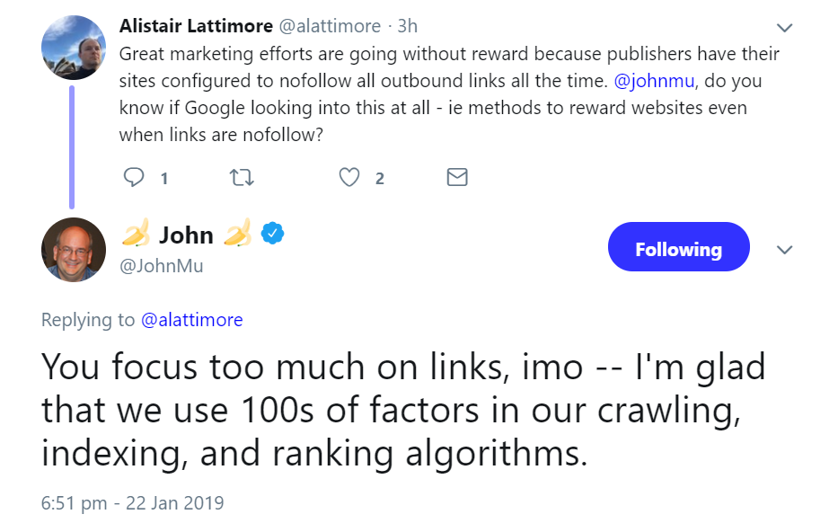 Google: zu viel Fokus auf Backlinks - Teil 2