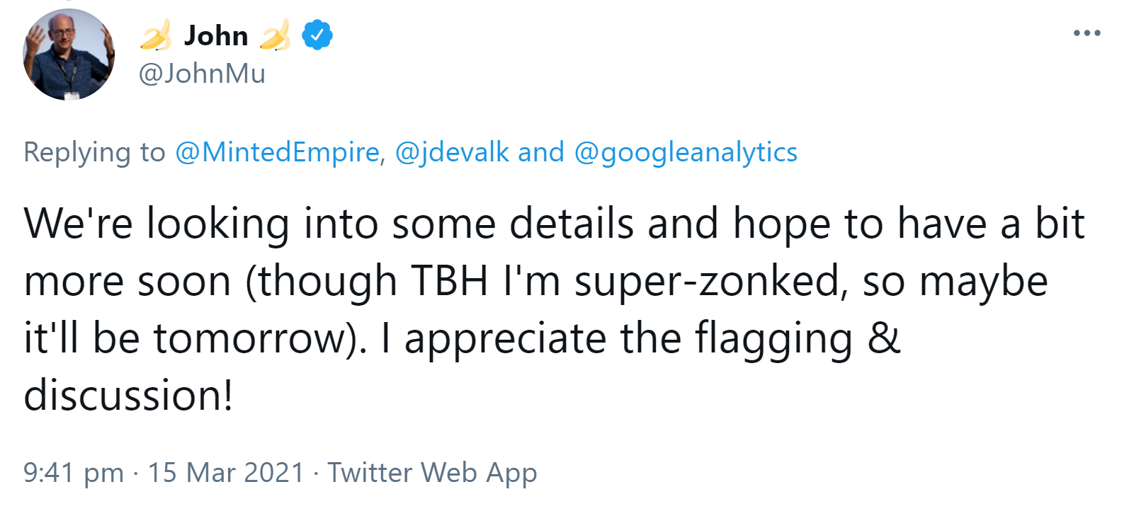 John Müller zur Warnung wegen SharedArrayBuffers