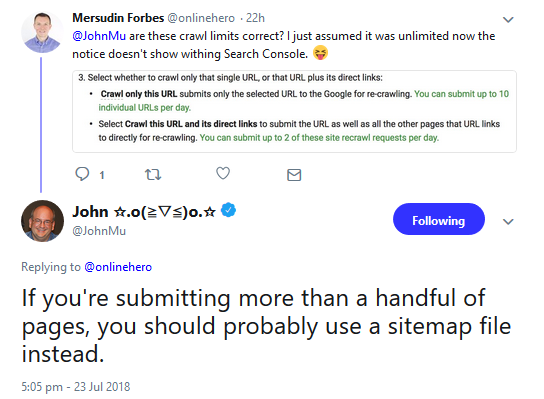 Google: zum Einreichen mehrerer URLs Sitemap verwenden