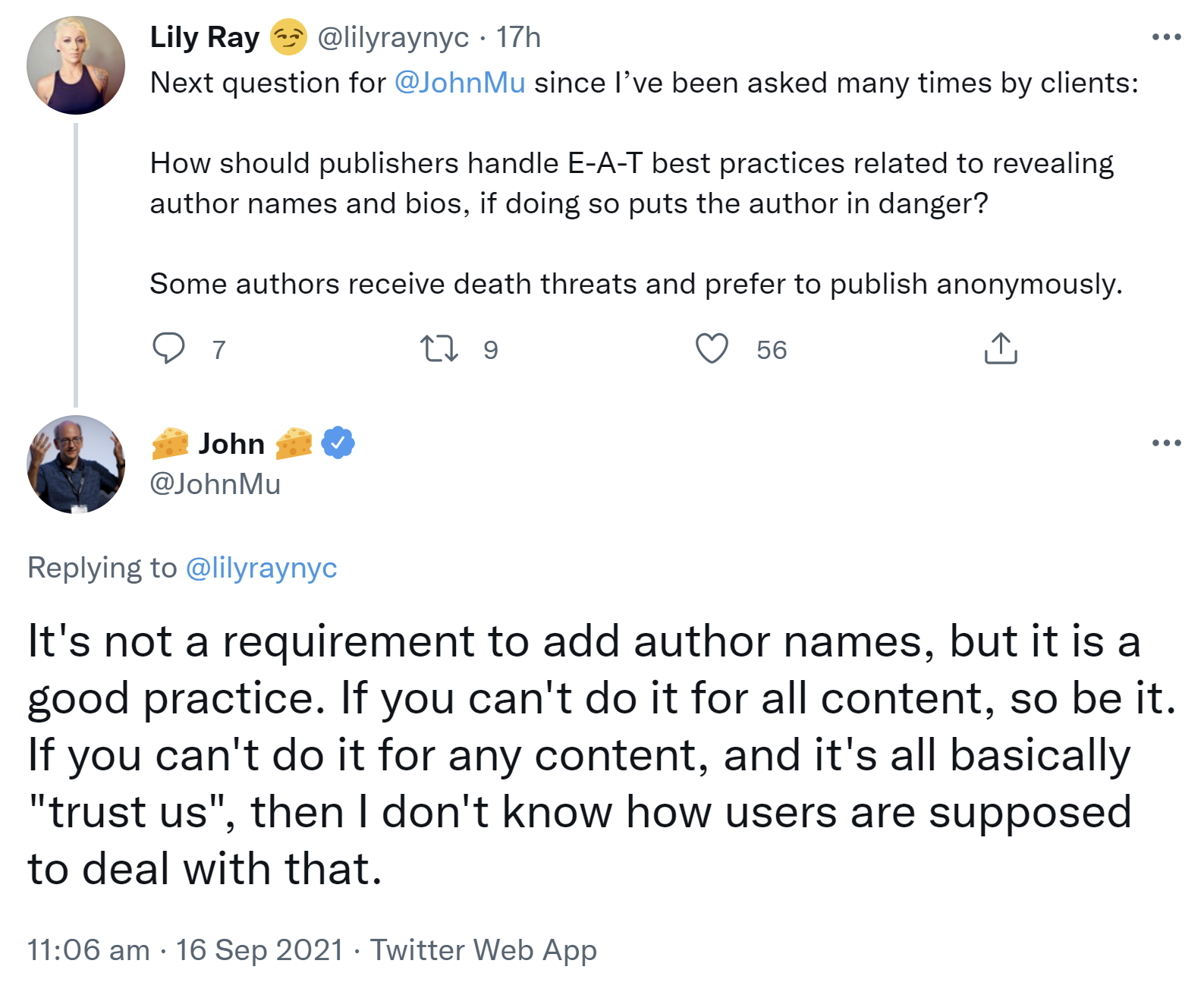 Google zur Frage, was es bedeutet, wenn der Name des Autoren aus Sicherheitsgründen verborgen werden muss