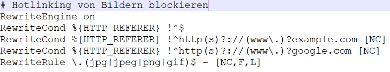 Hotlinking blockieren per htaccess