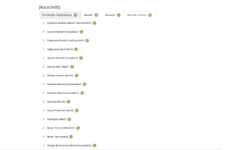 Individuell einstellbare, automatische Reportings