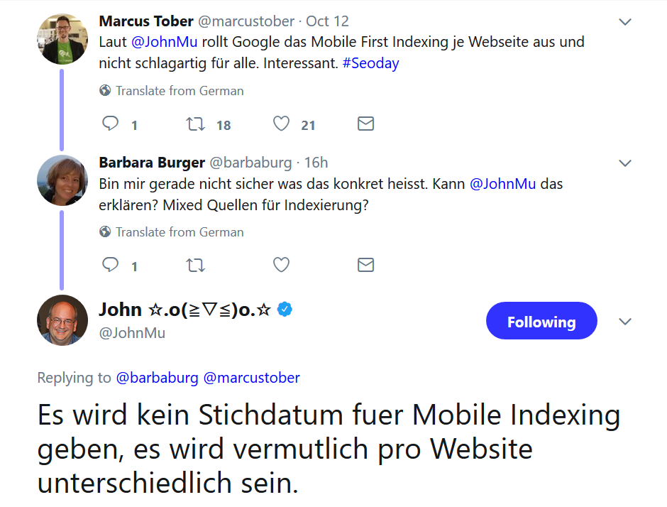Google: neuer Index wird pro Webseite individuell umgestellt - kein festes Datum