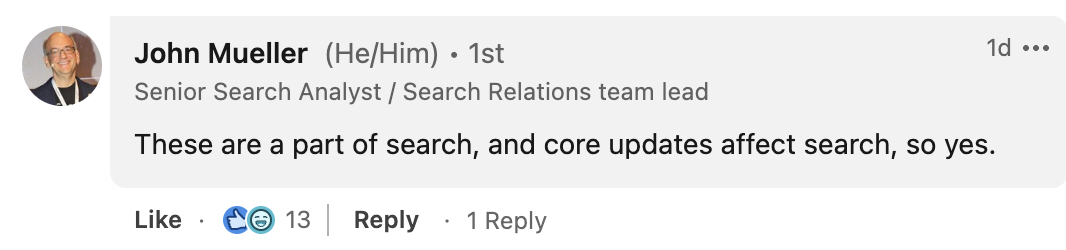 John Müller: AI Overviews sind auch von Core Updates betroffen