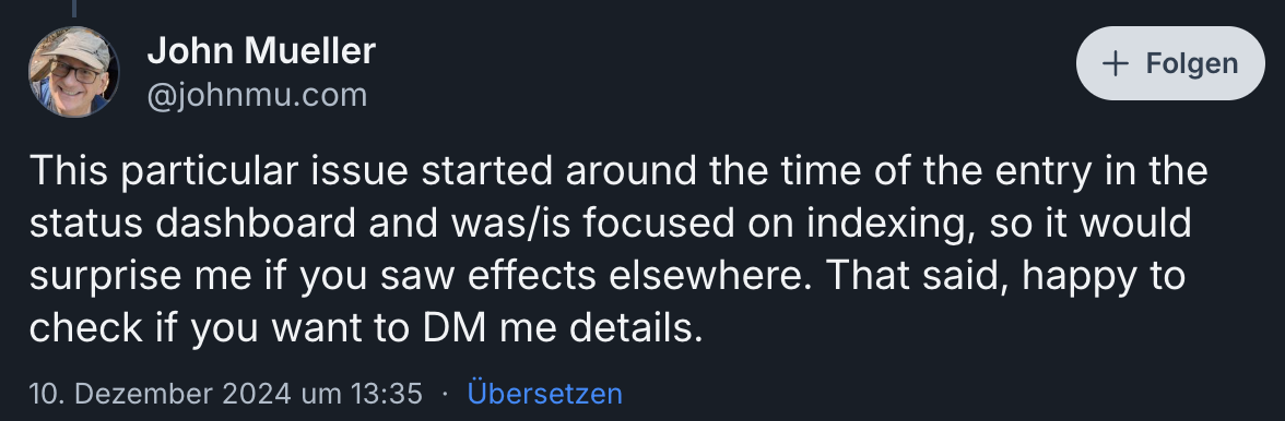 John Müller auf Bluesky zu Indexierungsproblemen