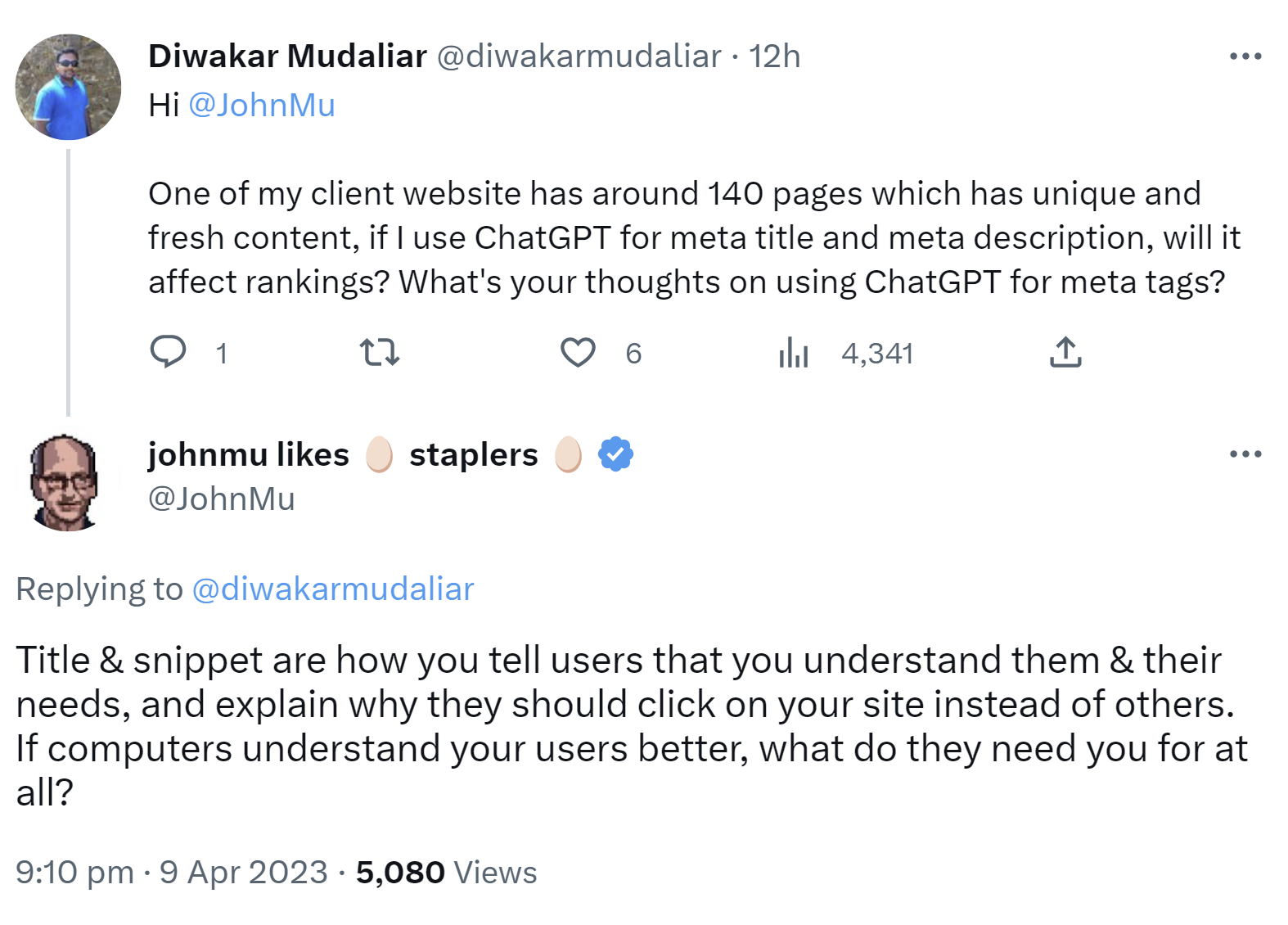 John Müller von Google sieht das Erstellen von Titeln und Meta Descriptions per ChatGPT kritisch