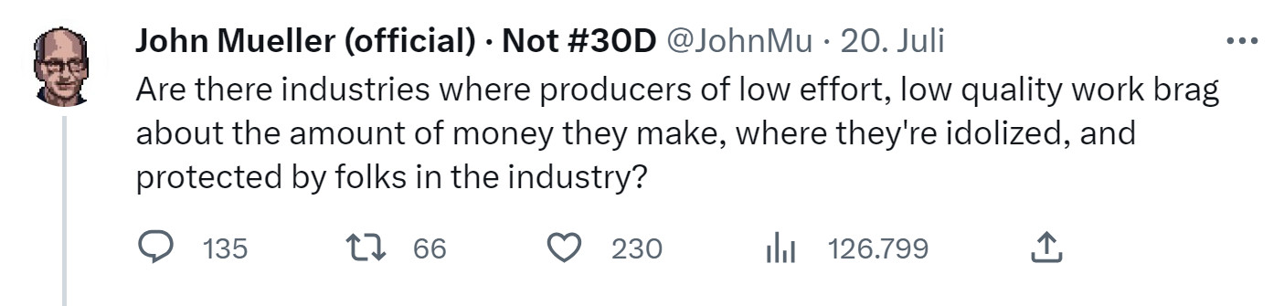 John Müller auf Twitter über Websites mit niedriger Qualität