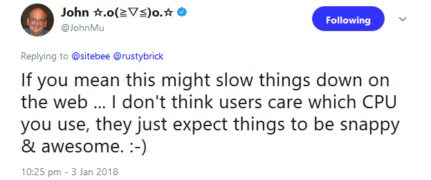 Google: Egal, welche CPU verwendet wird: Webseiten müssen schnell sein