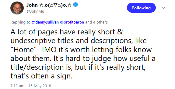 Google: Viele Seiten haben wenig aussagekräftige Titel und Descriptions