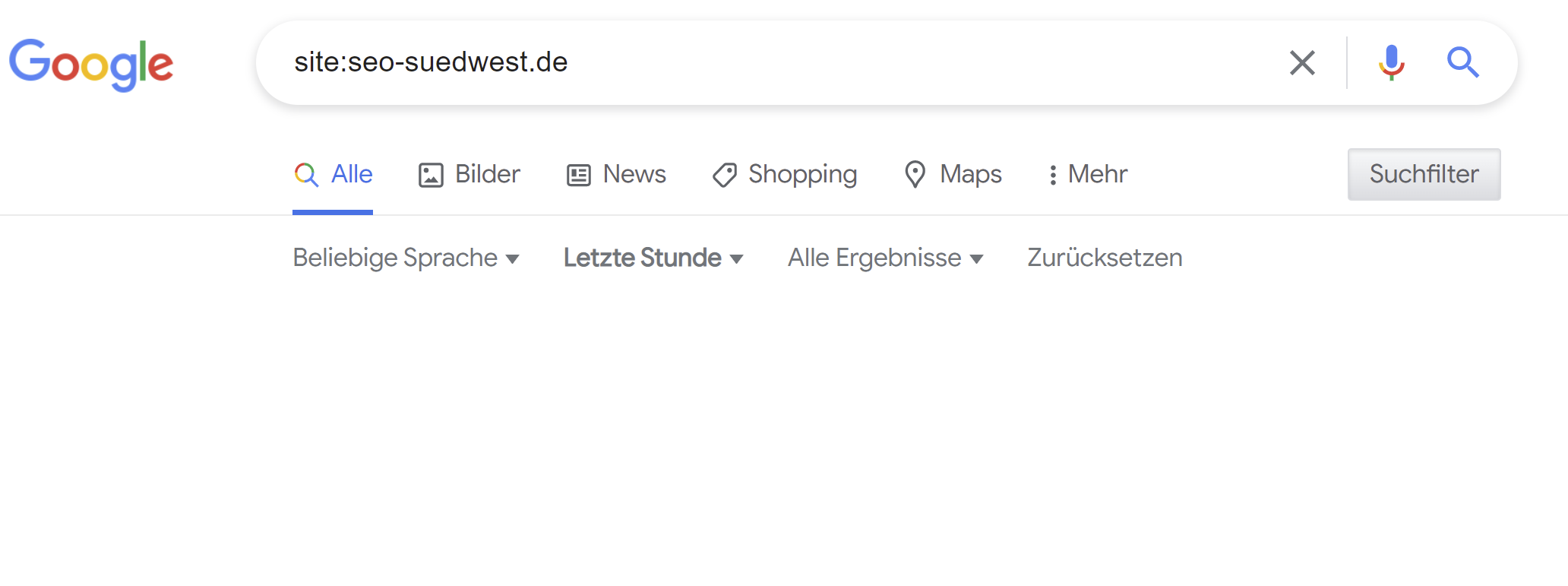 Keine neuen Seiten von seo-suedwest.de indexiert - 15.07.22