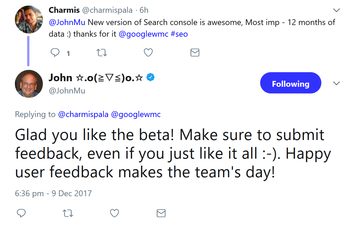 Google: neue Search Console zukünftig mit historischen Daten für 12 Monate