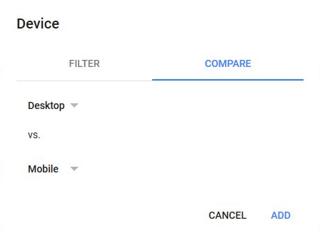 Neue Google Search Console: Vergleich zwischen Gerätetypen