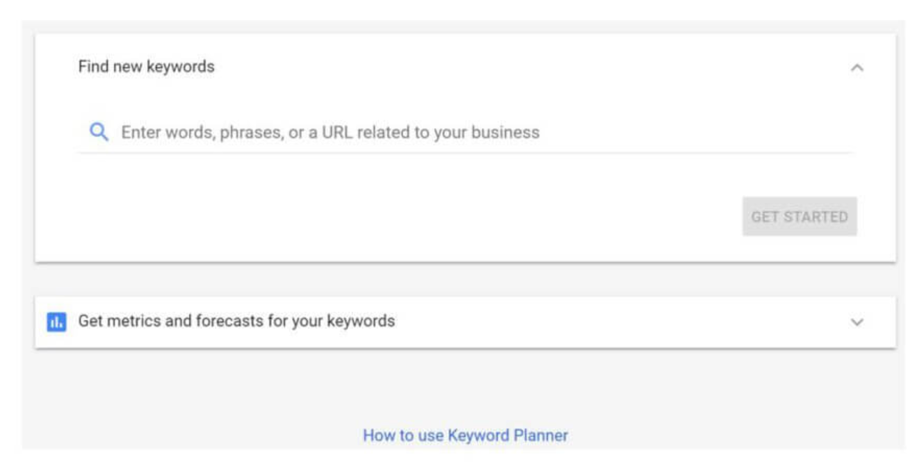 Neuer Google Keyword-Planer: Startseite
