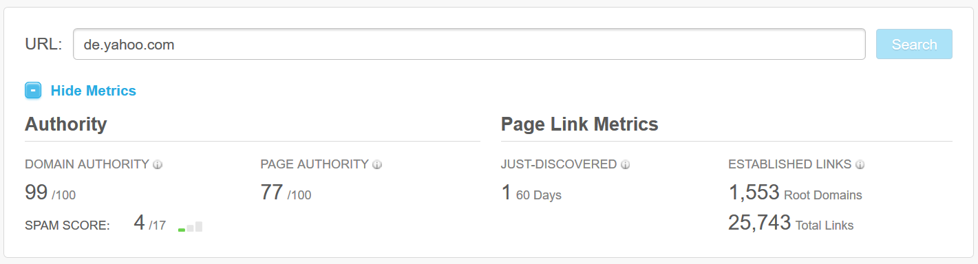 Open Site Explorer: Ergebnisse für de.yahoo.com