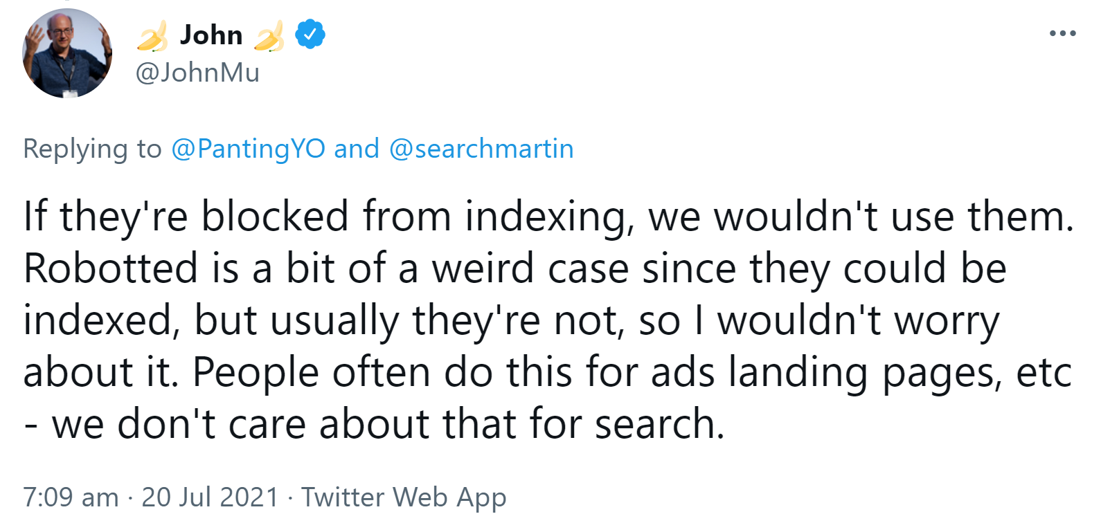 URLs, die per robots.txt gesperrt und dennoch indexiert sind, werden für die Bewertung der Suche nicht verwendet