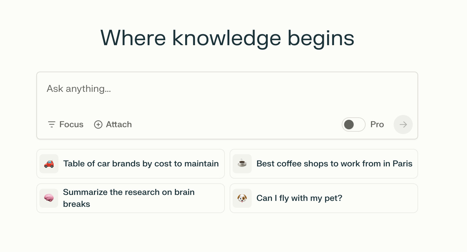 Perplexity Startseite