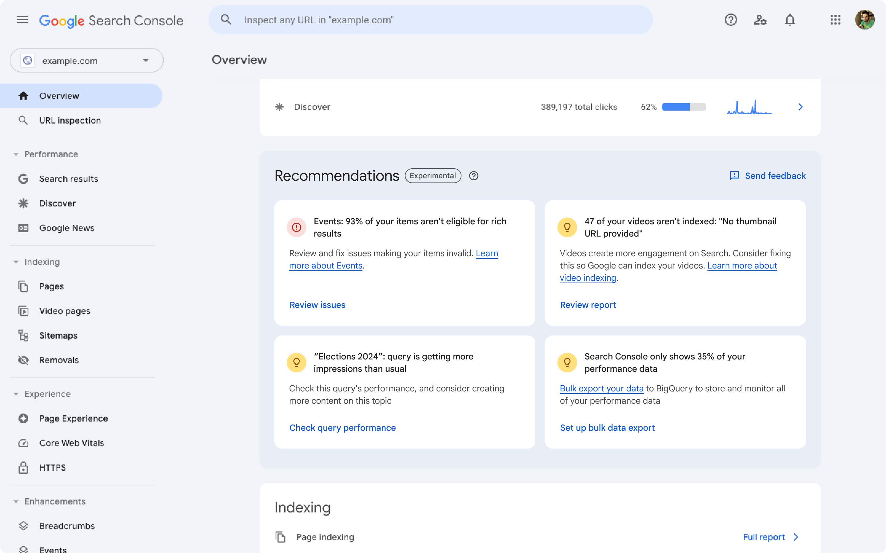 Google Search Console Recommendations