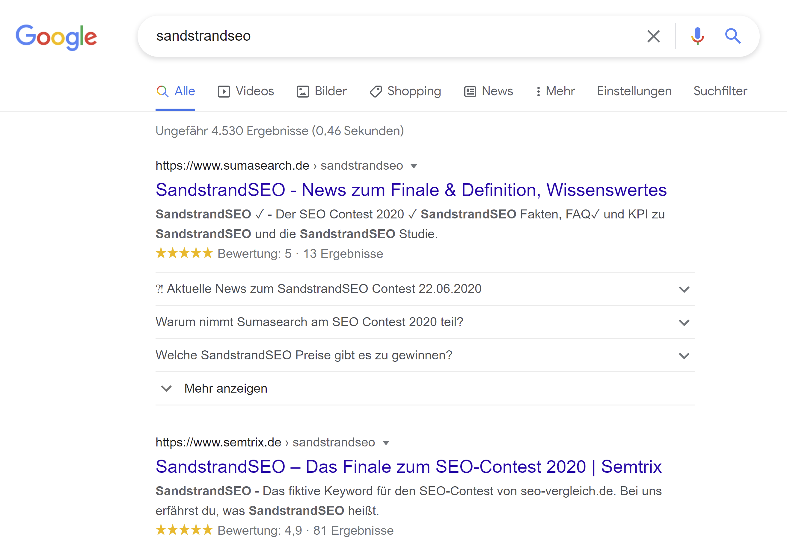 SERP für 'SandstrandSEO'