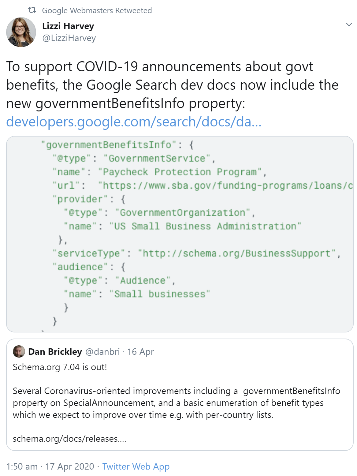 Schema.org 7.04 jetzt mit governmentenefitsInfo für staatliche Unterstützungsleistungen