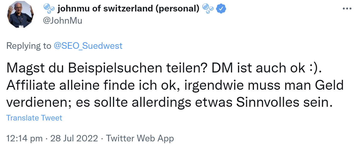 Schlechte Suchergebnisse für Produkttests - John Müller bittet um konkrete Beispiele