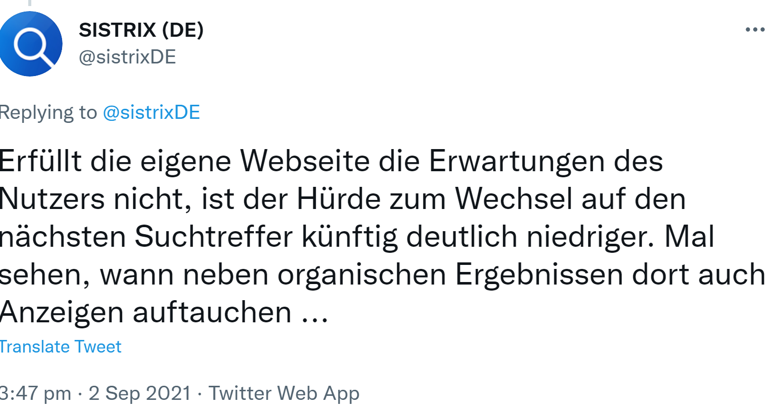 Sistrix zu Continuous Search Navigation