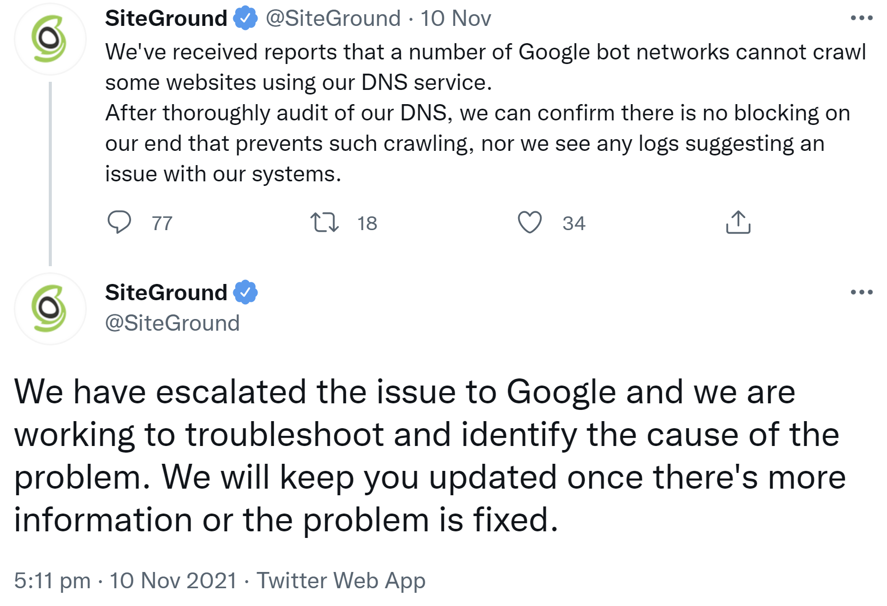 SiteGround-Websites: Google konnte nicht crawlen