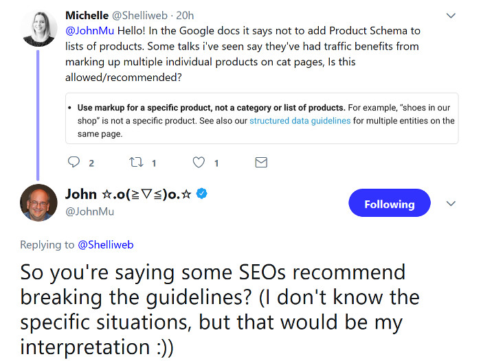 Google: strukturierte Daten für Produkte nicht für Produktlisten verwenden