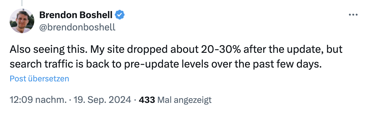 Google: Website 20 bis 30 Prozent runter nach dem Update