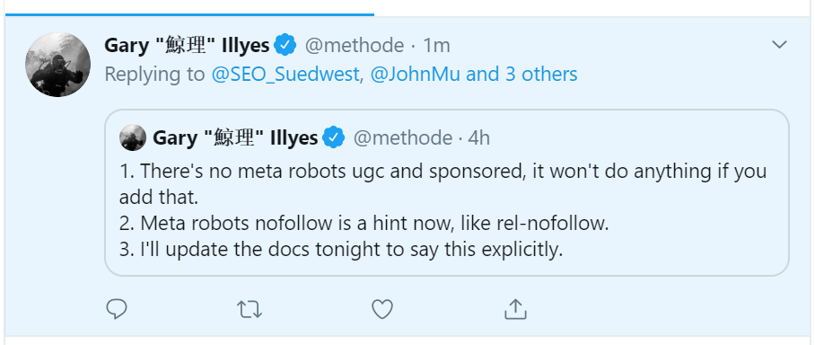 Google: UGC und Sponsored für Links nicht in Meta-Tags verwenden