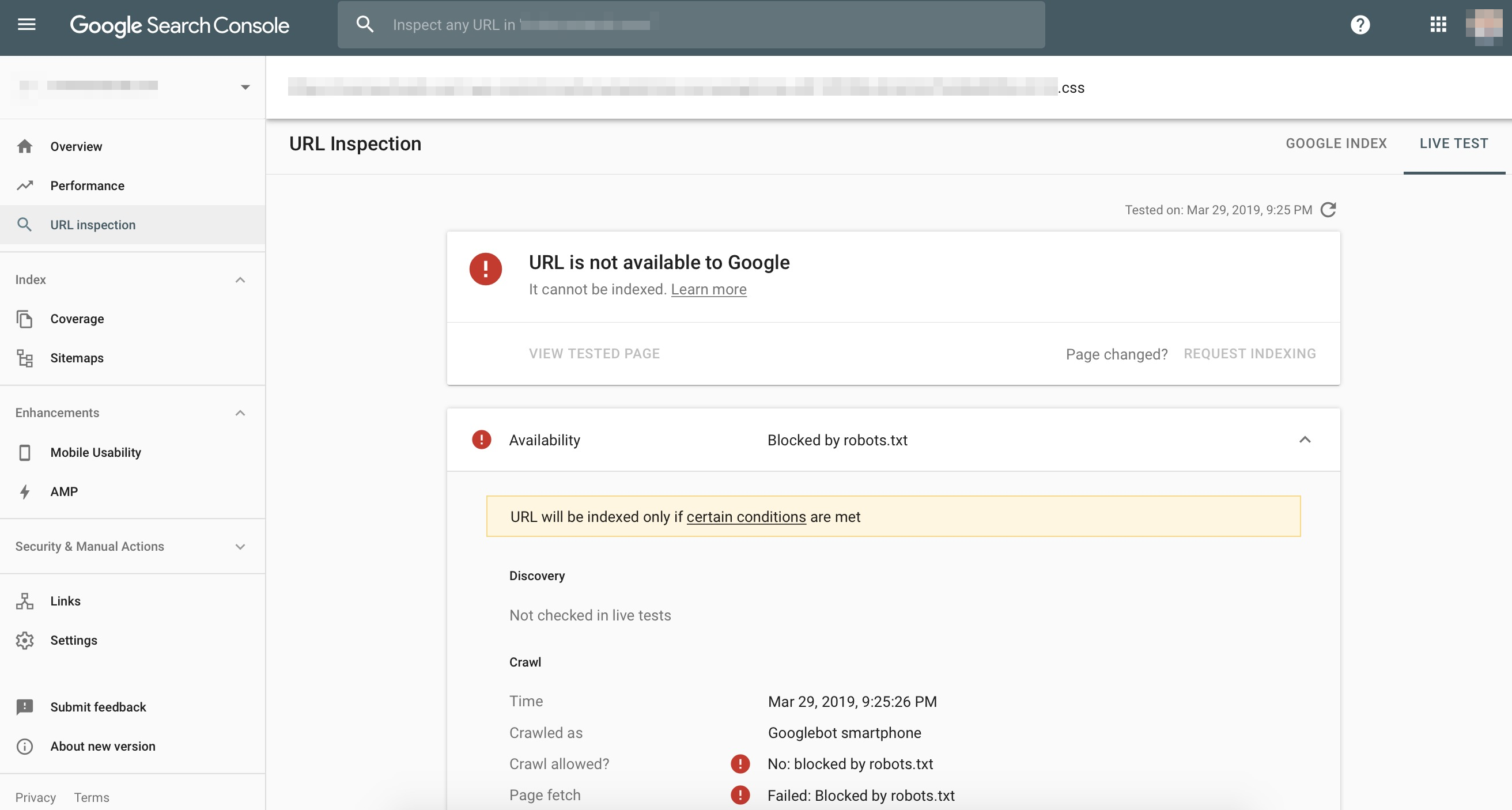 URL Inspection Tool Google Search Console