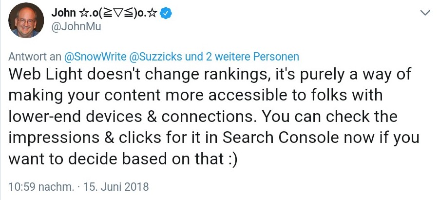 Google Web Light hat keine Auswirkungen auf die Rankings