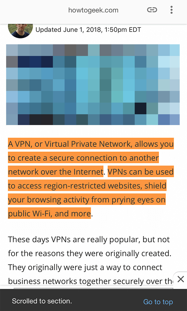 Featured Snippet: passende Textstelle der Quellseite angesprungen und hervorgehoben